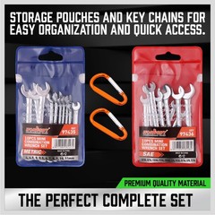 22pc Mini Wrench Set Metric SAE Ignition Spanner Open & Box End Small Equipment