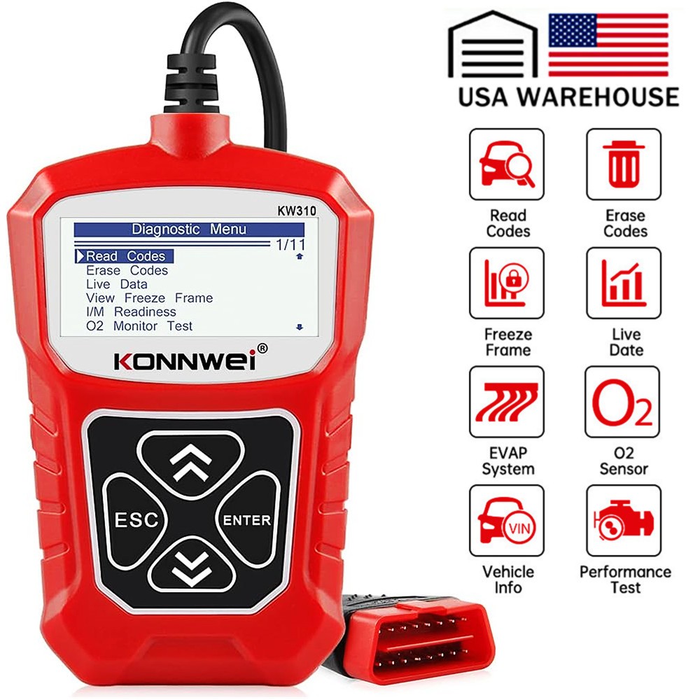 KONNWEI KW310 Diagnostic Scanner Code Reader Check Engine Fault I/M Readiness