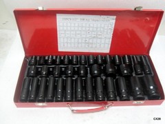 DAMAGED HINGE 35PCS 1/2″ Deep Impact Socket Set 6 Point Metric Tools 8-32mm