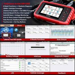 LAUNCH CRP129X OBD2 Diagnostic Scanner ABS SRS SAS TPMS OIL EPB Throttle Reset