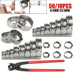 6.5-23.5MM Hose Clamp Assorted Stainless Steel Ear Cinch Rings Crimp Pinch Set