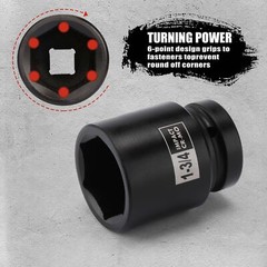 1” Drive Spindle Axle Nut Impact Socket Set 1″ to 2″, 9PCS 6-Point, SAE, CR-MO