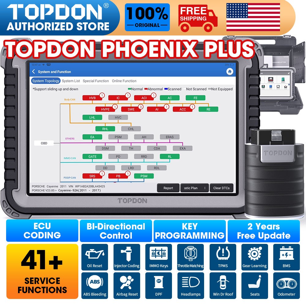 2026 Newest Topdon Phoenix Plus BT Bidirectional Car Diagnostic Scanner Tool