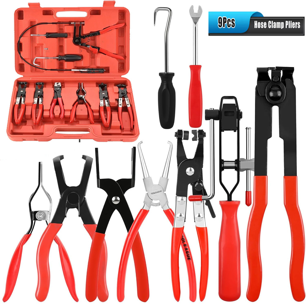 10Pcs Hose Clamp Clip Remover Plier Wire Long Reach Kit Fuel Oil Water Hose Tool