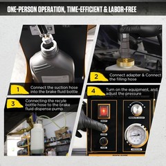 Electric Brake Fluid Bleeder Machine Bleeding Vacuum Pressure w/ 10 pcs Adapter