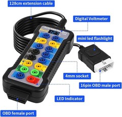 16-Pin OBDII Breakout Box with LCD – Safe Auto Diagnostics & Protocol Detection