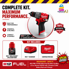 Milwaukee Tool M12 FUEL 1/2 Hammer Drill/Driver Kit- Battery 2.0, Charge & Case