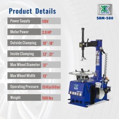 XK 580 Single Auto Tire Changer Machine w. Upgraded Double Pedal Wheel Changer