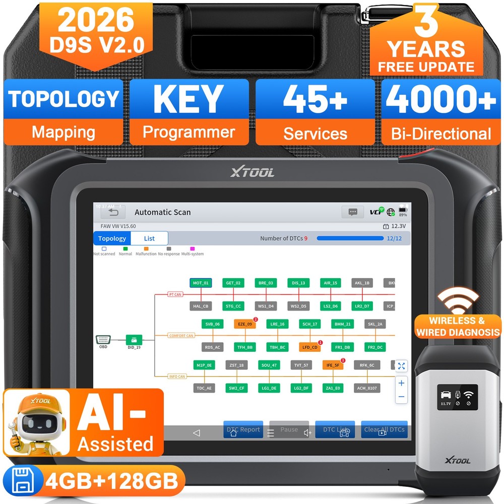 🏆2026 XTOOL D9S V2.0 Car Diagnostic Tool Key Programmer Offline ECU Programming