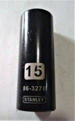 Stanley 15 mm x 3/8″socket 86-327B Black Chrome 6 Pt Free USA Shipping