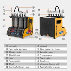 CT200 6 Cylinders Ultrasonic Fuel Injector Cleaner Tester Machine Car Motorcycle