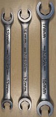 NAPA Tools Metric Double Flare Nut Line Wrench Set 11mm-15mm, 17mm 3pc USA- EUC