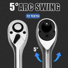 3/8 Inch Drive Ratchet Wrench Chrome Vanadium Steel 72-Tooth Quick-Release