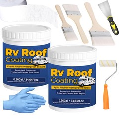 Qiveaory 0.52Gal/69.28Fl.oz Liquid Rubber Rv Roof Coating 0.52Gal, White
