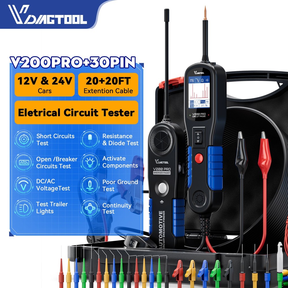 3 in 1 Automotive Power Circuit Probe Tester Wire Breake Finder with 30 Test Pin