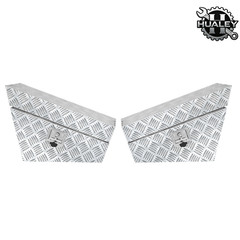 Pair Diamond Plate Al Undertray Toolbox 30x10x17″ Underbody Pickup Truck Silver