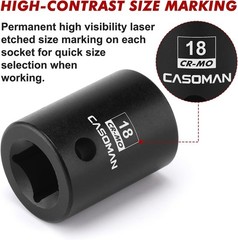 18mm 1/2 Impact Socket 6-Point CR-MO Steel Black Phosphate for Impact Wrenches