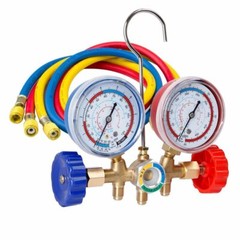 4 Way Refrigeration Complete Manifold Gauge Set Professional AC/HVAC Tool 3 Hose