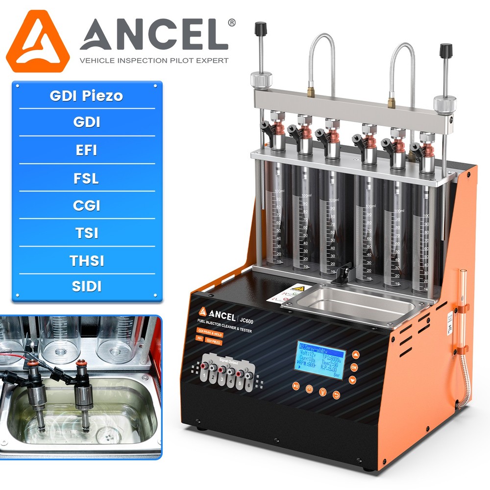 ANCEL JC600 6 Cylinder GDI Piezo Fuel Injector Test Ultrasonic Cleanning Machine