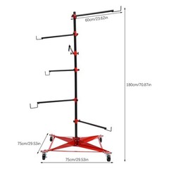 Panel Tree Paint Stand Panel Holder Automotive Paint Stand 6 Hooks w/ 4 Wheels