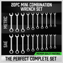 22pc Mini Wrench Set Metric SAE Ignition Spanner Open & Box End Small Equipment