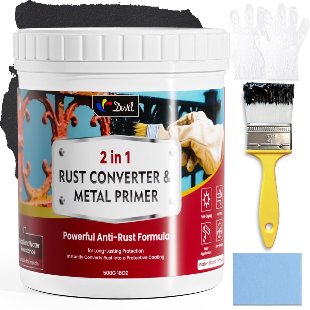 DWIL Rust Converter for Metal, 2 in 1 High-Flow 16 Fl Oz (Pack of 1), Black
