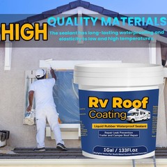 Qiveaory 1Gal/133Fl.oz Liquid Rubber Rv Roof Coating 1 Gal/133 Fl.oz, White
