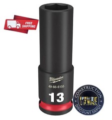 Milwaukee 49-66-6155 SHOCKWAVE Impact Duty 3/8 Drive 13mm Deep 6 Point Socket