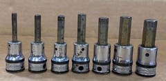 SNAP ON 7 PC 3/8″ DRIVE HEX BIT SOCKETS (4mmm FAM4A- 10mm FAM10B) USED.